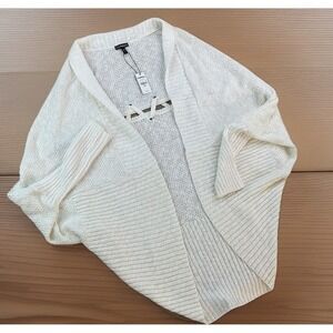 Express Cardigan Sweater Cocoon Knit Open Front Lace Back Off White Women Sz S